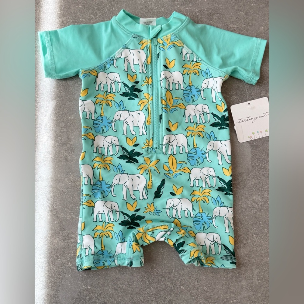 NWT Starting Out Baby Boy Safari Print Swimsuit